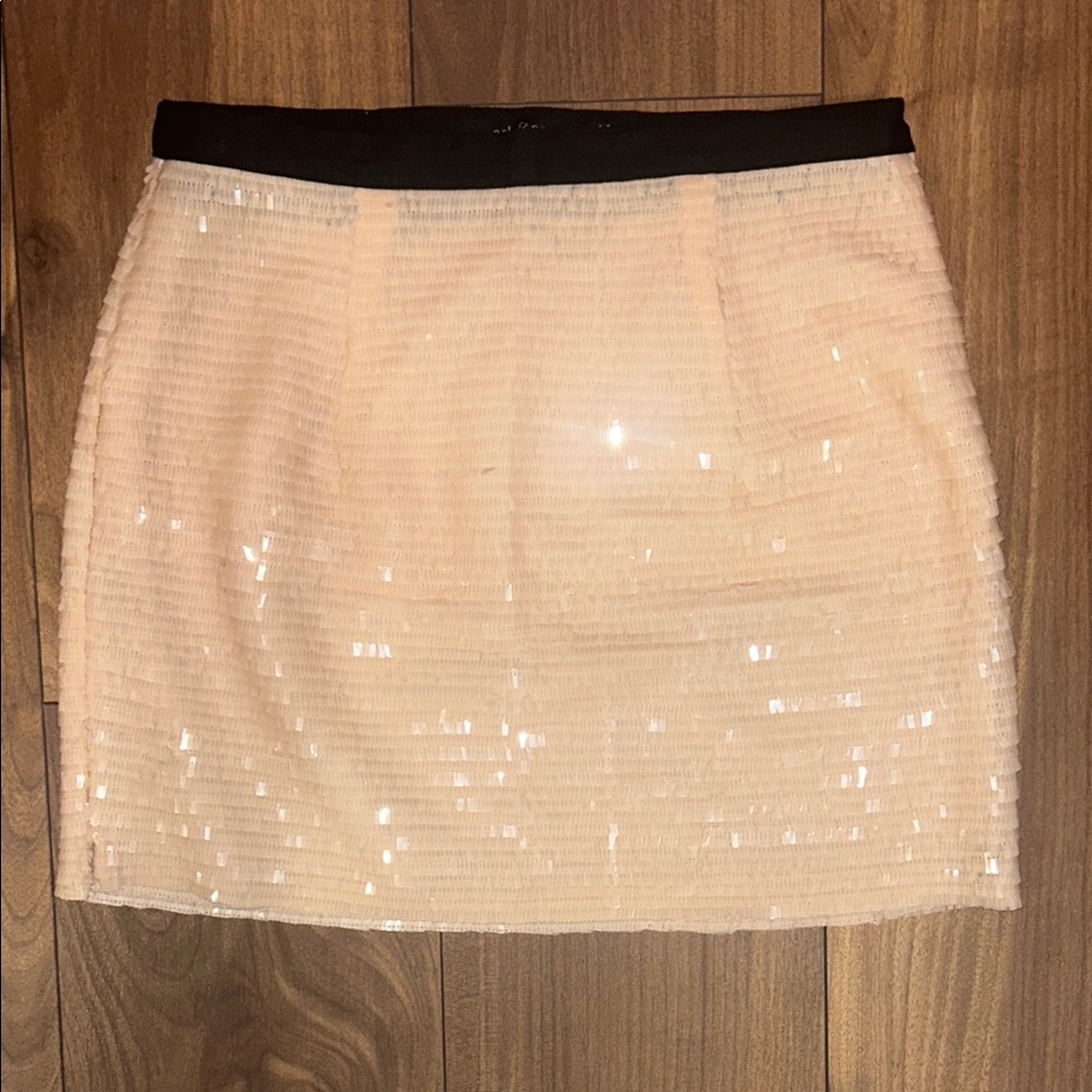 Elegant Cream Sequin Skirt
